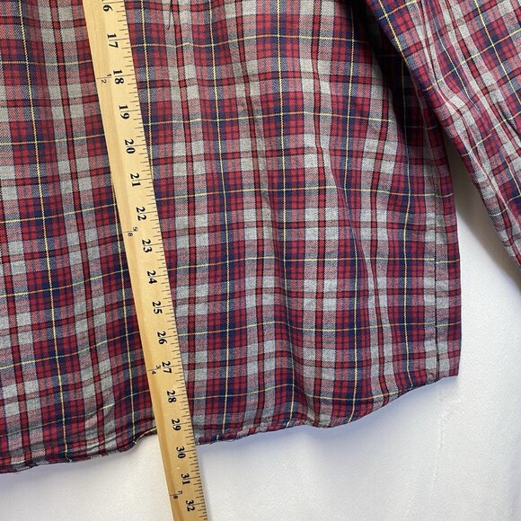 St. JOHN'S BAY Flannel Plaid Button-Down Shirt Men XL Multicolor Single Pocket - Picture 8 of 14